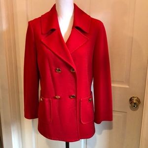 St. John red knit double breasted jacket  large